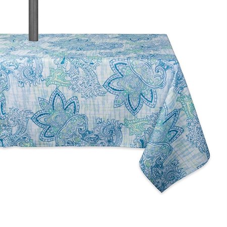 DESIGN IMPORTS 60 x 84 in. Blue Watercolor Paisley Print Outdoor Tablecloth with Zipper CAMZ10390